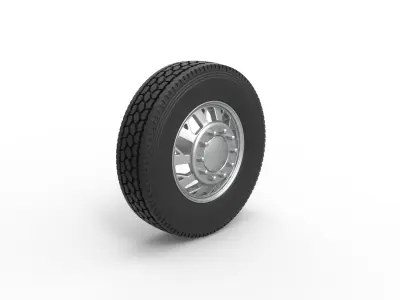 Front custom wheel of semi truck Version 9 Scale 1 to 25 3D print model