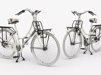 White  Vintage City Bicycle 3D model