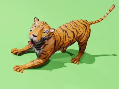 Low poly tiger Low-poly 3D model purchase