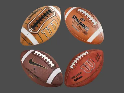 American Football Sports Ball 4k Collection 3D model purchase