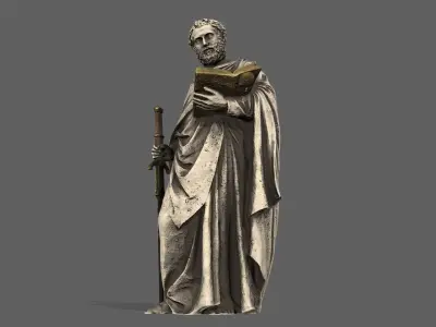 Old Man Statue Low-poly 3D model 5
