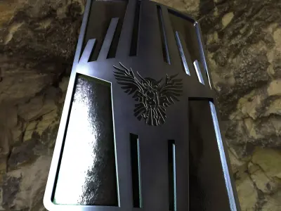 Shield with Owl Low-poly 3D model