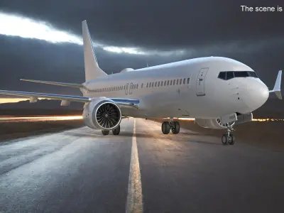 White Boeing 737 MAX 8 Rigged 3D model