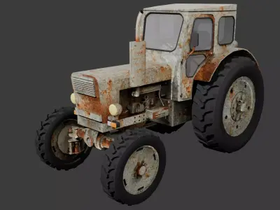 T-40 Tractor Low-Poly Rusted Low-poly 3D model