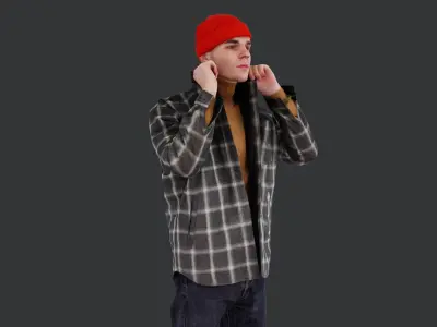 Stylish Man Adjusting Collar - Streetwear Look 3D model