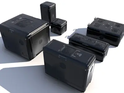 Sci Fi black cargo crates Low-poly 3D model