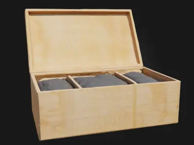 Wooden Box with Grains  Rustic Storage Full of Rural Charm 3D model