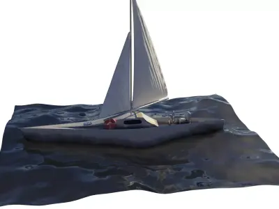 Sailboat floating in ocean Free 3D model purchase