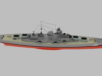 Battleship Bismarck Low-poly 3D model