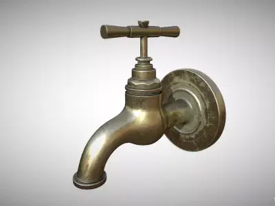 old-tap antique brass faucet 3D model