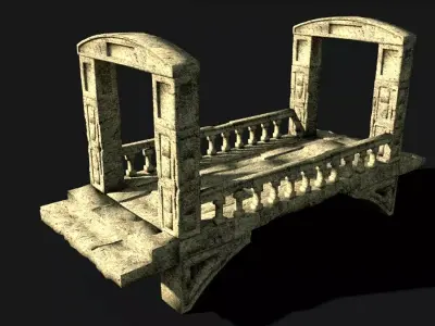 old ancient stone bridge lowpoly printable 3D model