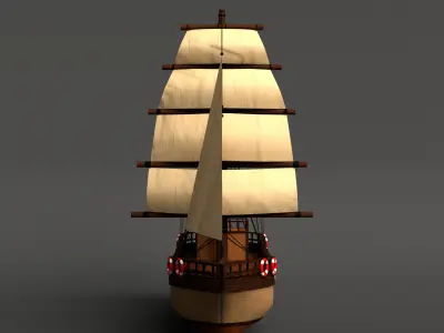 Old Sailing Boat Low-poly 3D model purchase