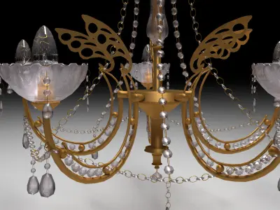 gold and crystal chandelier 3D model