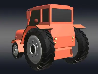 Low Poly Tractor  Low-poly 3D model