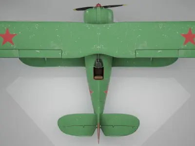 Biplan I-15 bis Low-poly 3D model