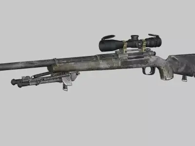 Sniper Denel 5NTW-20 Low-Poly 3D Model Low-poly 3D model