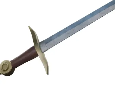 Steel Battle-Worn Sword with Leather Grip and Golden Pommel Free low-poly 3D model