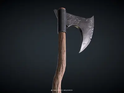 Battle Axe Medieval Vikings Low Poly PBR Low-poly 3D model