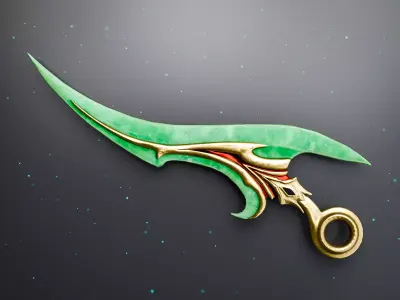 Jade Short blade - Game-Ready Fantasy Weapon Low-poly 3D model