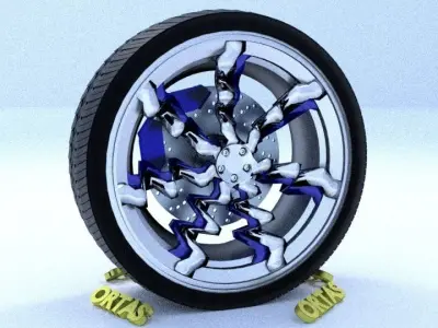 ORTAS CAR RIM 30 GAME READY RIM TIRE AND DISC 3D model