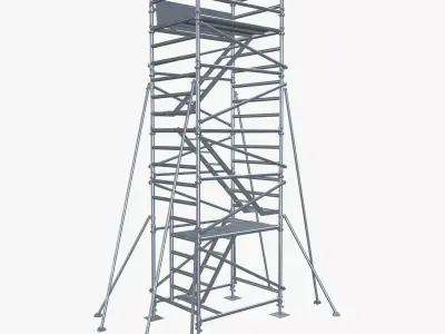 Scaffolding stairs Low-poly 3D model