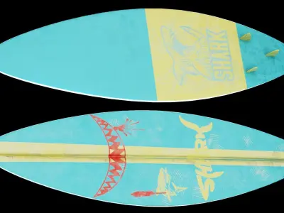 Surfboard pair of ovals Low-poly 3D model