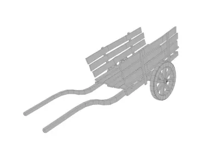 Wooden Wagon Low-poly 3D model buy