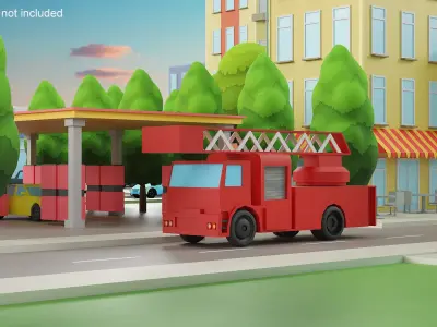 Cartoon City District 3D model