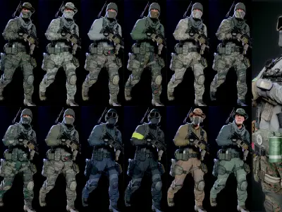 Soldiers-Pack Low-poly 3D model