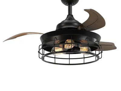 Industrial 36 inch Black 3 blade Ceiling Fan PBR 3D model