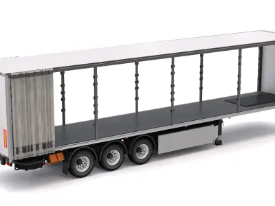 Semi Trailer Open Curtain 2 3D model