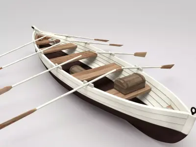 boat jolly with oars 3D model