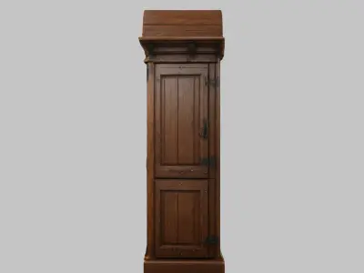 tall wooden closet medieval furniture Low-poly 3D model