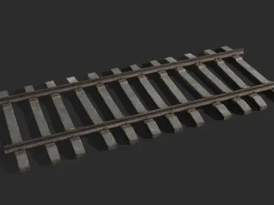 Rails railroad tracks Low-poly 3D model