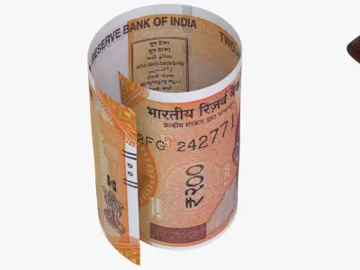 India 200 Rupee Wallet Money Purse 3D model