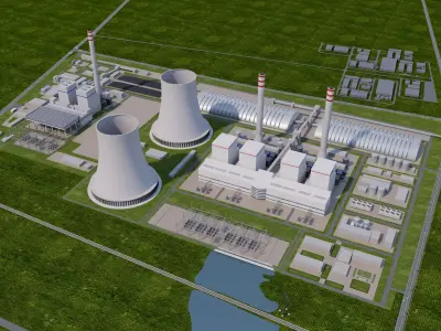 Thermal power plant - nuclear power plant - chemical plant 3D model buy