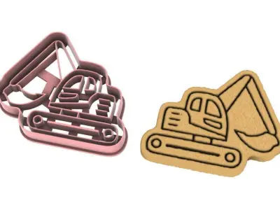 Excavator cookie cutter 3D print model