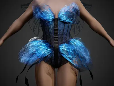 Butterfly Dress   Low-poly 3D model