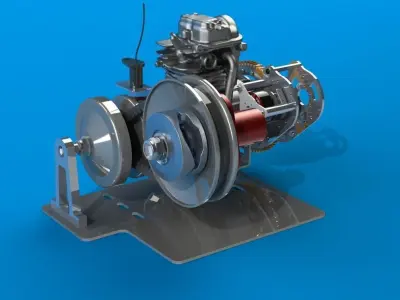 Electric starter and CVT for engine GX 35cc Free 3D model