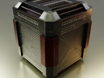 Metallic SCI-FI Box - 3 colors Low-poly 3D model