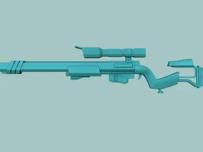 Sci-Fi Sniper Rifle 02 - Golden Luxury Gun Low-poly 3D model