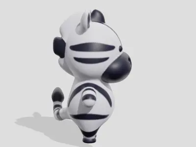 Cute little zebra  Low-poly 3D model