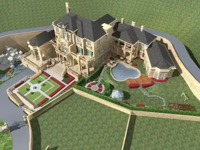 Villa mansion with swimming pool 3D model