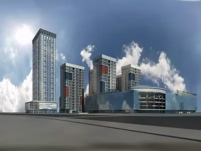 Architecture skyscraper in middle of city 3D model purchase
