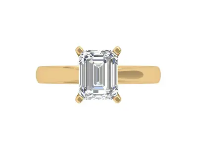 Emerald Solitaire Ring 3D print model 24