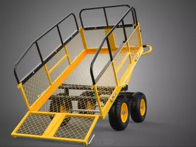 TIPPING MESH CAGE RAILS DECK BED LIFT GARDEN UTILITY CART WAGON 3D model