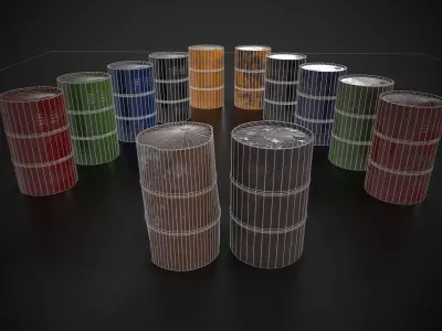 Metal barrels Low-poly 3D model purchase