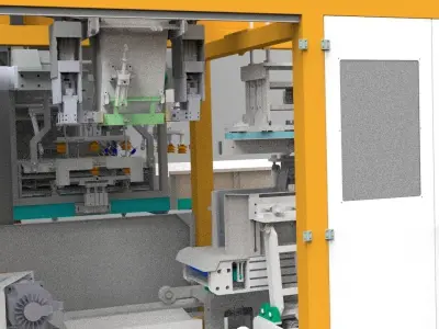 Packaging scale and automatic bagging for open pocket woven bag 3D model