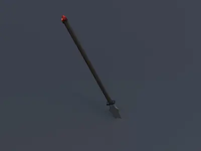 Battle Spear with ruby Low-poly 3D model