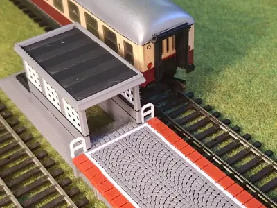 Double Edge Platform Underpass4 1-87 FDM color 3D print model